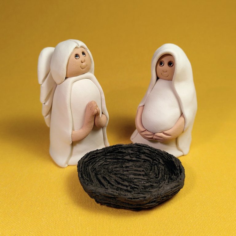 Erz-Engel & schwangere Maria mit leerem Bettchen